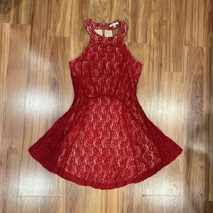 Red Lace Overlay Dress
